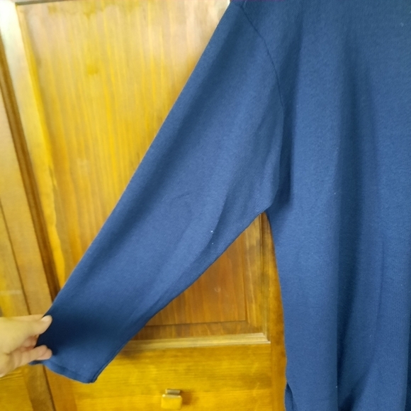 Eileen Fisher navy blue knit turtleneck sweater - Picture 5 of 10